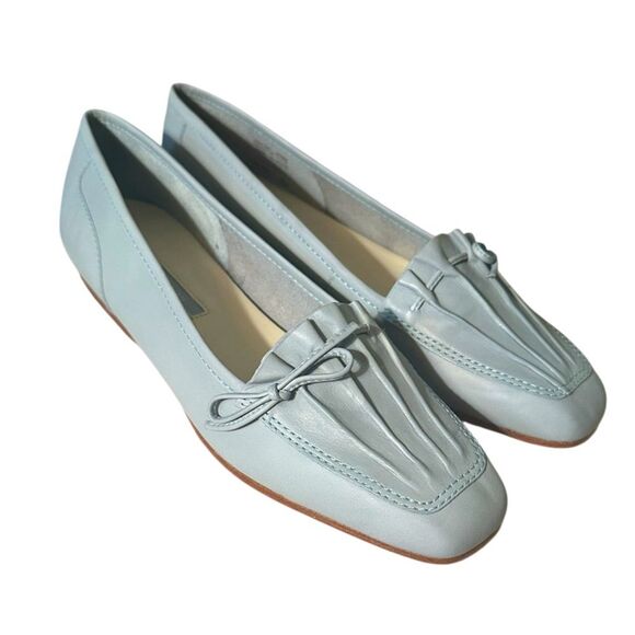 Enzo Angiolini Light Blue Pleated Leather Loafers Flats. Size 7.5 N. NEW - Picture 1 of 9